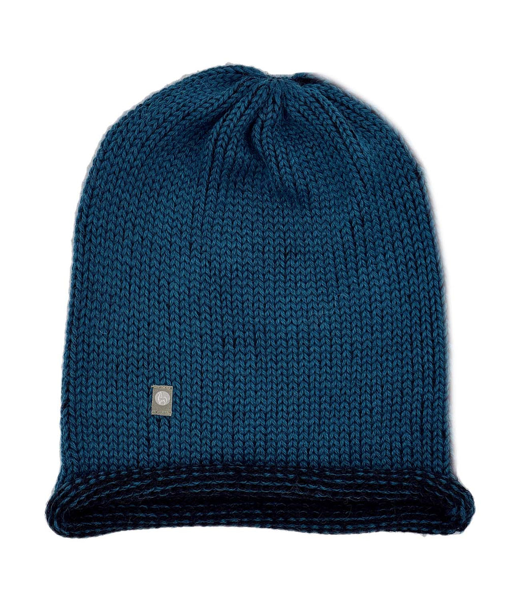 Jade Black alpaca beanie with teal undertones, Shupaca