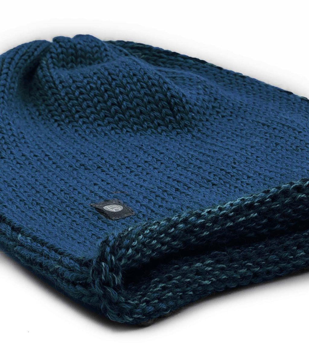 Jade Black alpaca beanie with teal undertones, Shupaca