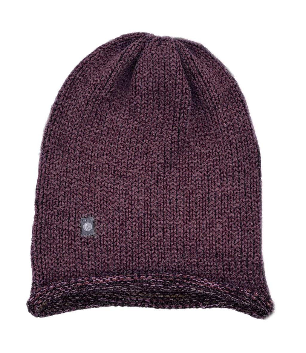 Maroon alpaca beanie hat with plum undertones, handmade by Shupaca
