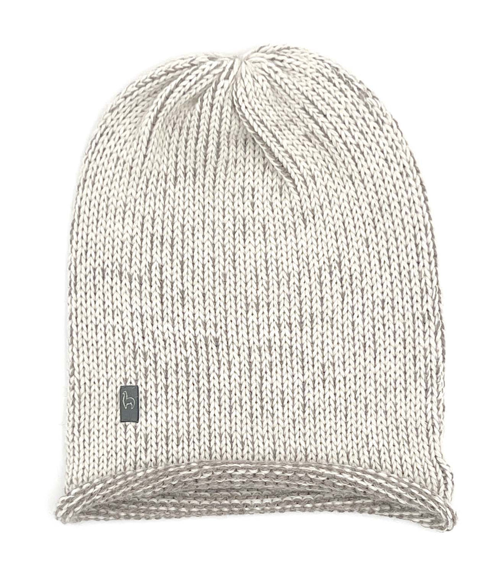 Ivory alpaca beanie in Oat with heathered beige tones, Shupaca