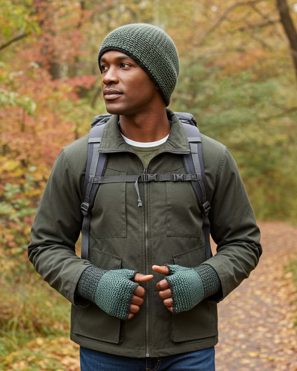 Jade alpaca beanie in Seagreen with cool grey, Shupaca