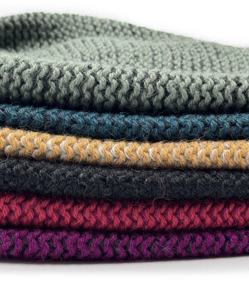 Jade alpaca beanie in Seagreen with cool grey, Shupaca