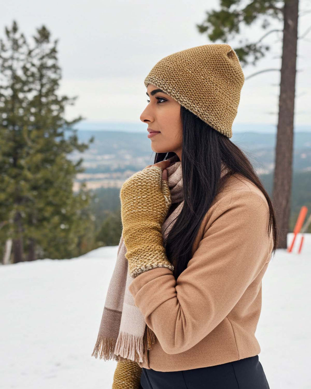 Golden alpaca beanie in Sunflower with cream undertones, Shupaca