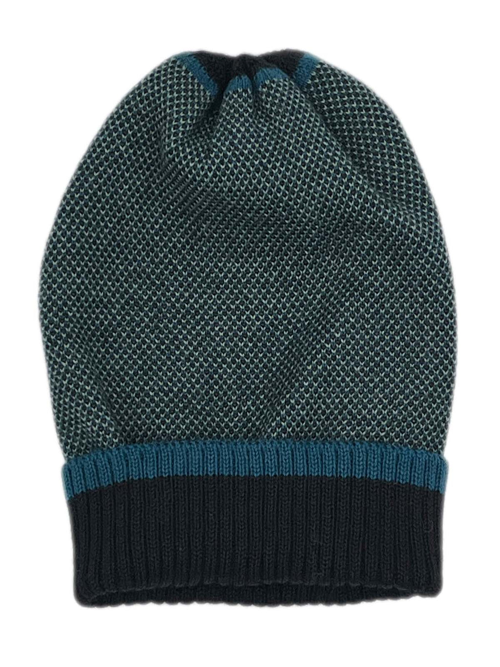 Teal alpaca beanie in Peacock with midnight black, Shupaca