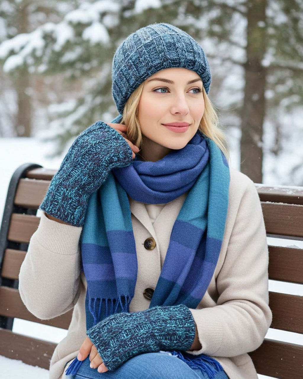 Teal alpaca gloves in Bliss with purple and blue blend, Shupaca
