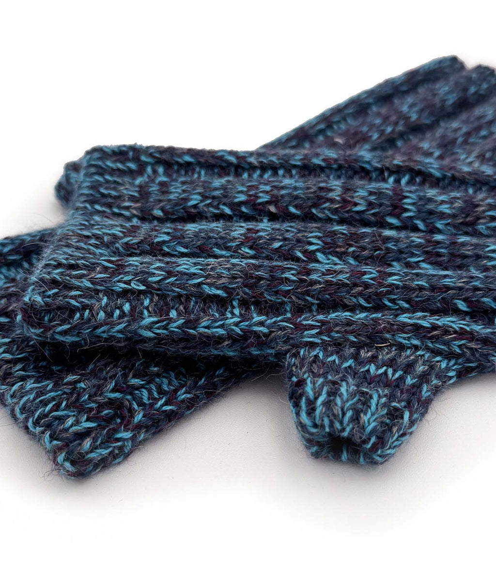 Teal alpaca gloves in Bliss with purple and blue blend, Shupaca