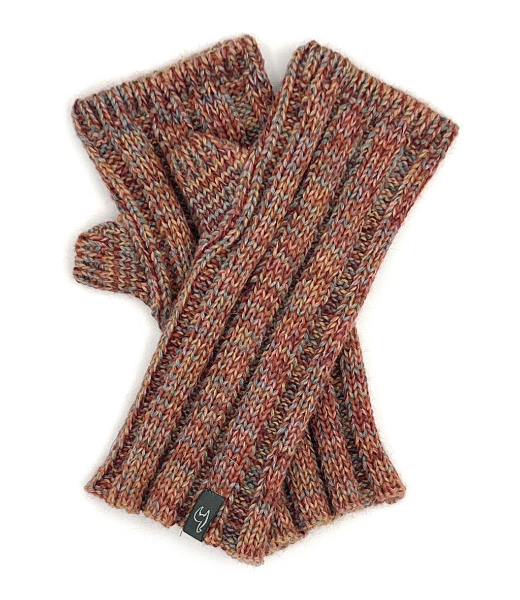 Tumeric alpaca gloves in warm amber marbled, Shupaca