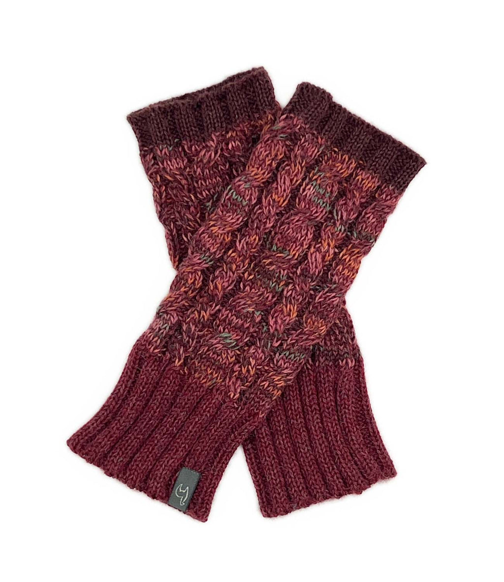 Crimson alpaca gloves in Scarlet with ember tones, Shupaca
