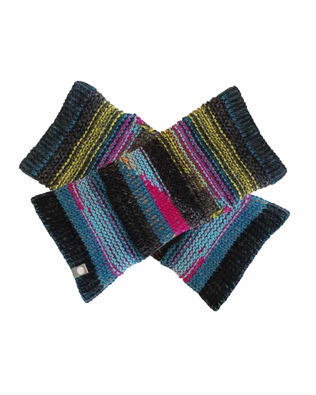 Teal alpaca gloves in Fireworks with fuchsia and green bursts, Shupaca