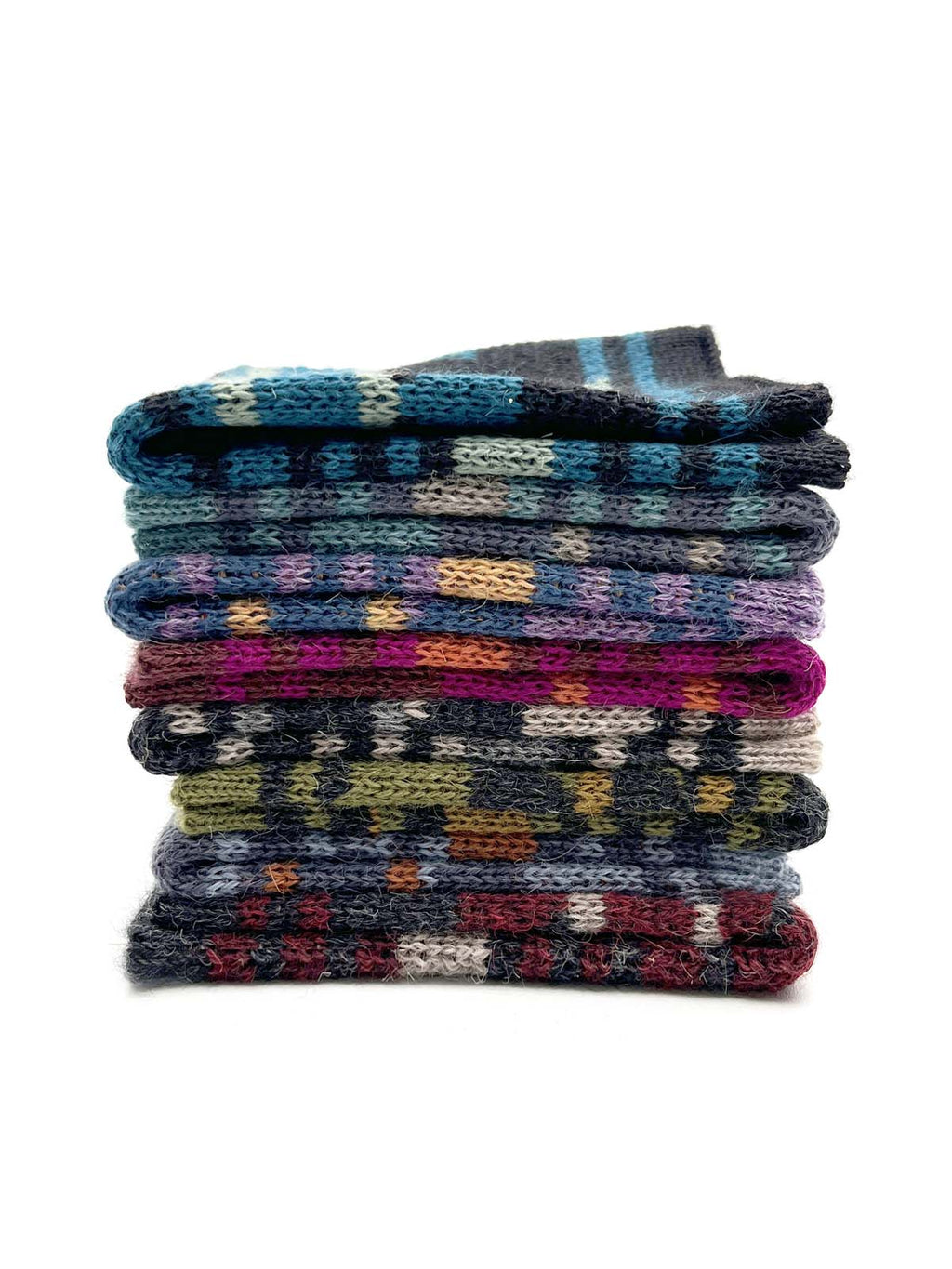 Olive alpaca gloves with geometric Incan pattern, Shupaca