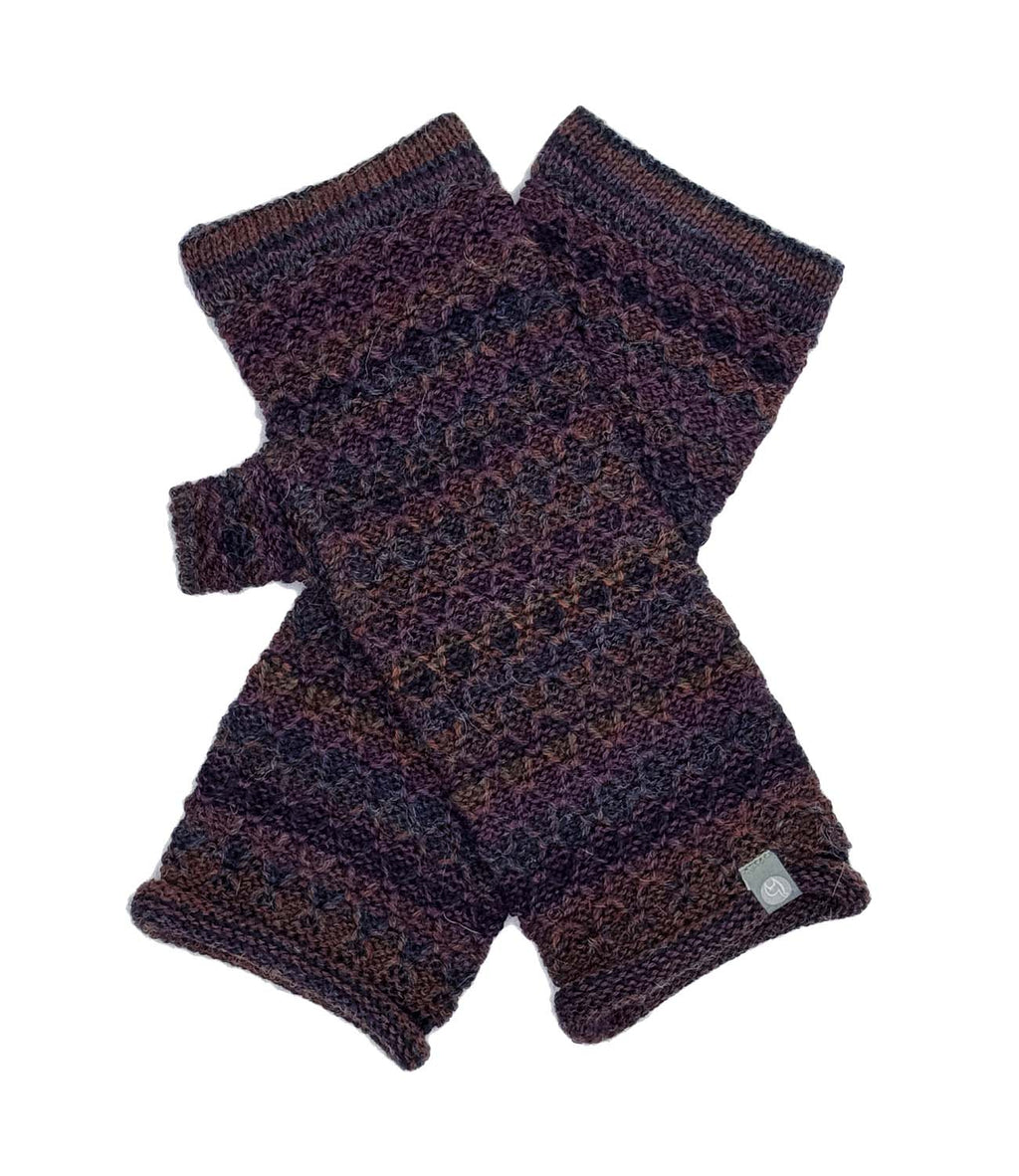 Crimson alpaca gloves in Lava with espresso tones, Shupaca