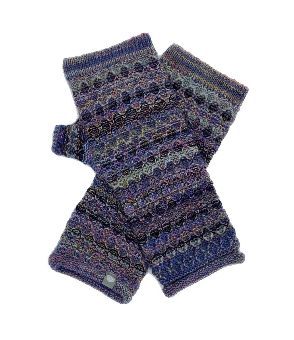 Plum alpaca gloves in Nightshade with midnight blue, Shupaca
