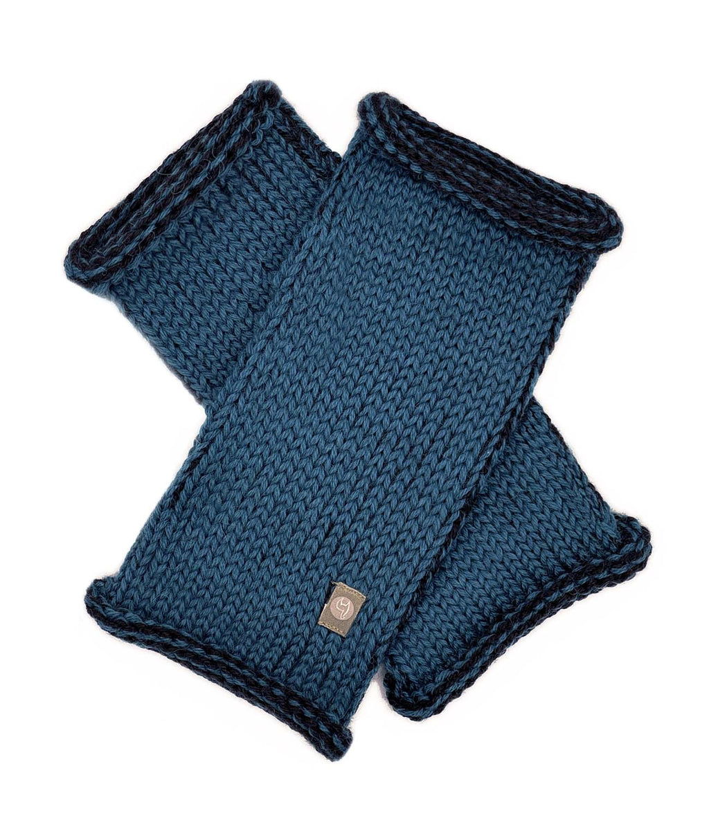 Jade Black alpaca gloves with teal fusion, Shupaca