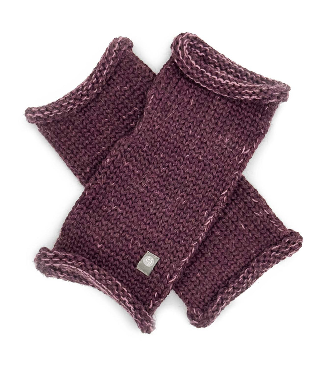 Maroon alpaca gloves with wine and plum tones, Shupaca