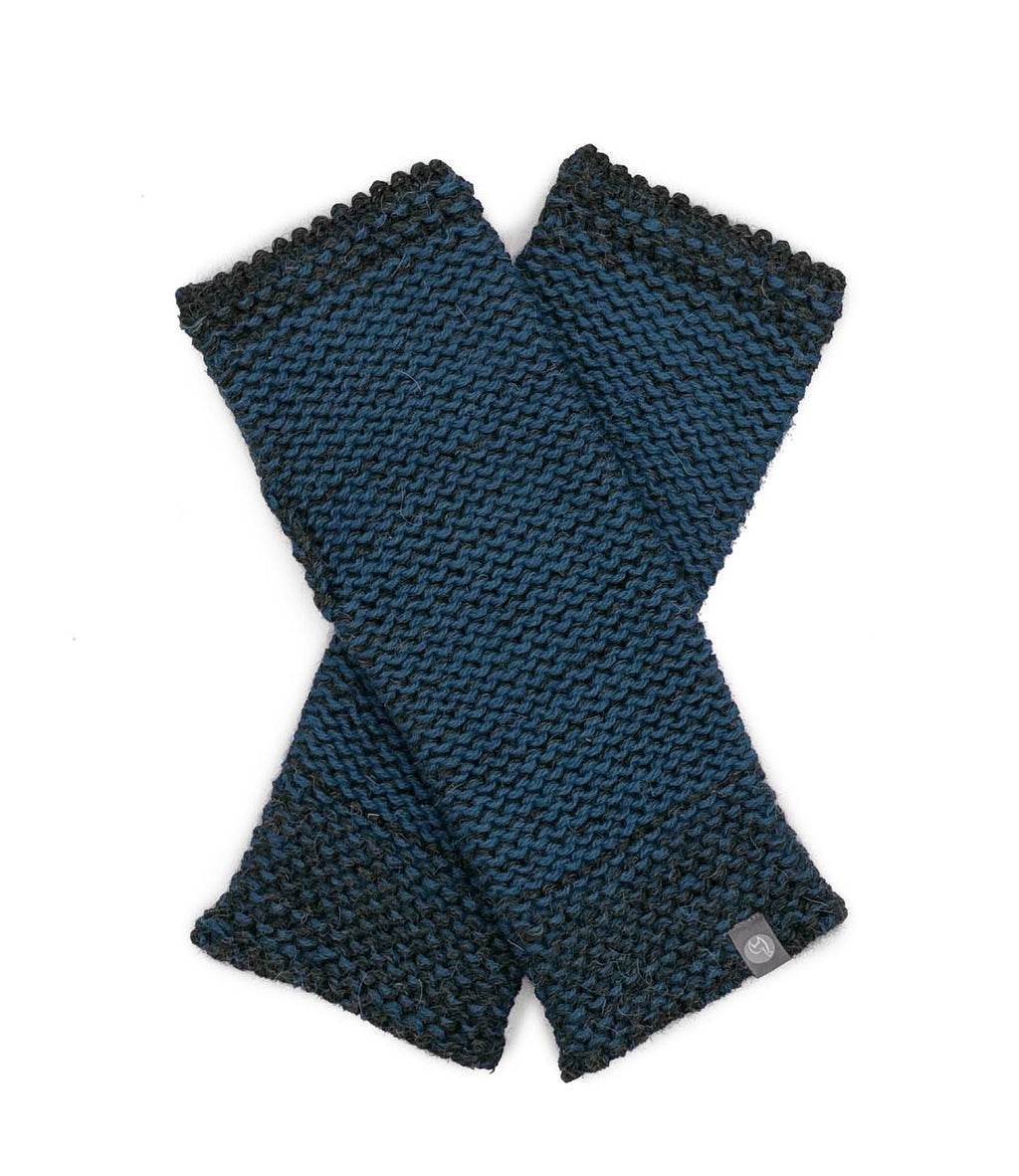 Teal Blue alpaca gloves with charcoal trim, Shupaca