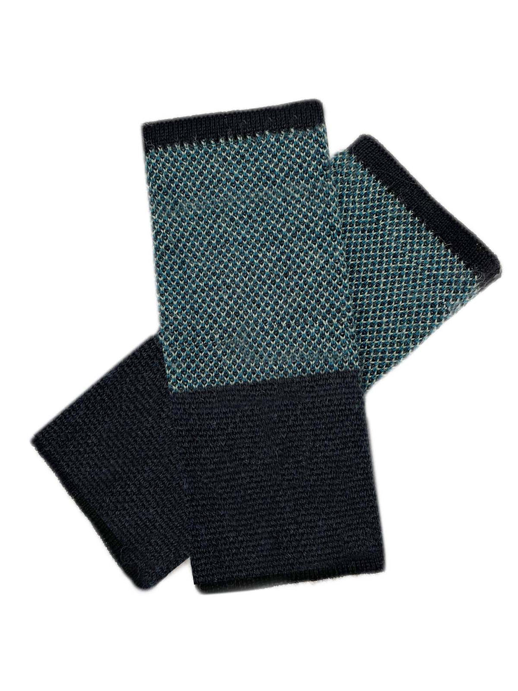 Teal alpaca gloves in Peacock with charcoal, Shupaca