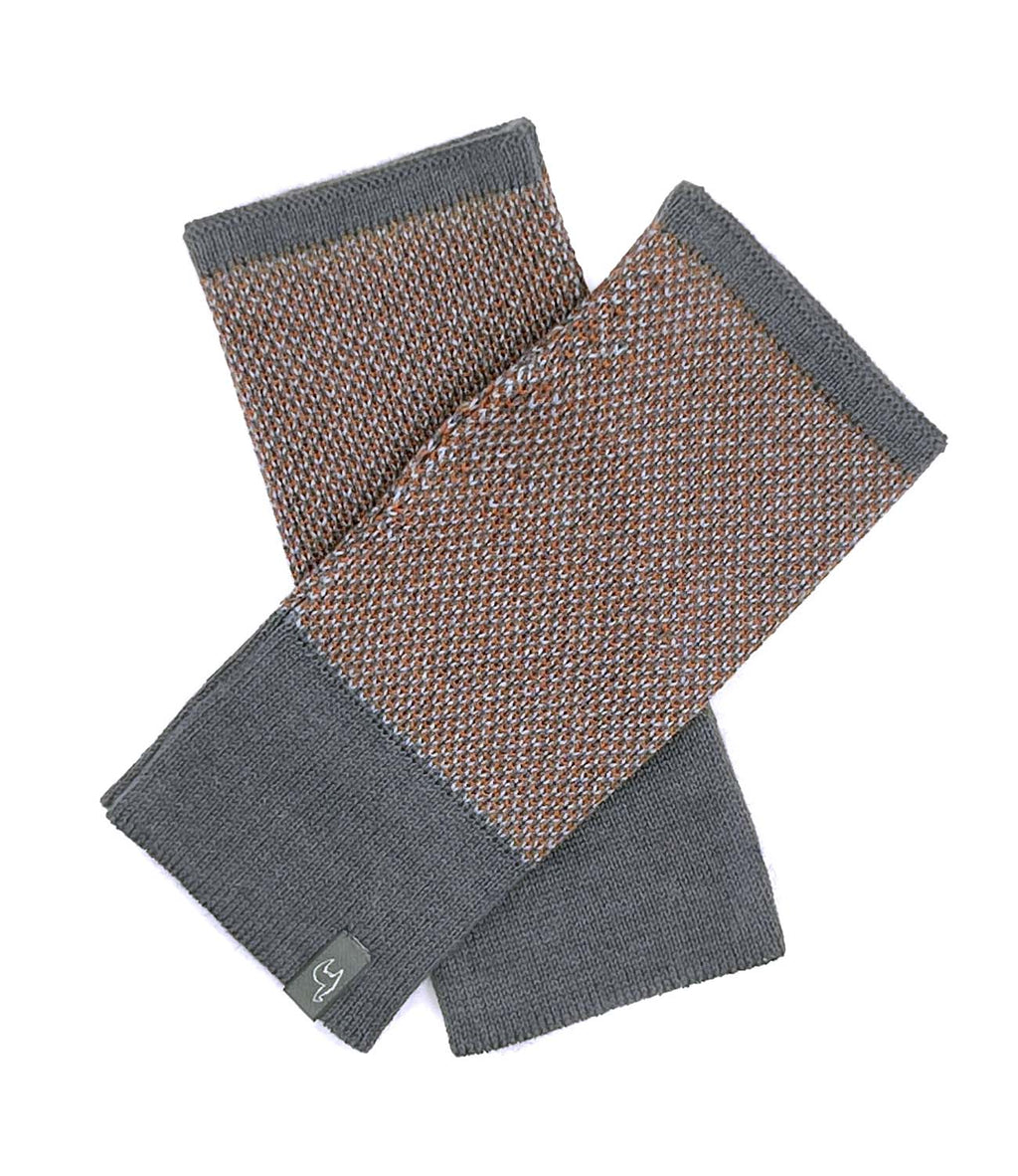 Stone alpaca gloves in Terra with muted grey, Shupaca