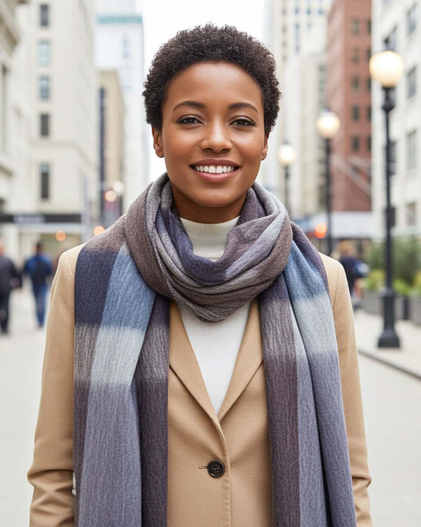 NEW! Alpaca Plaid Scarf - Mocha by Shupaca