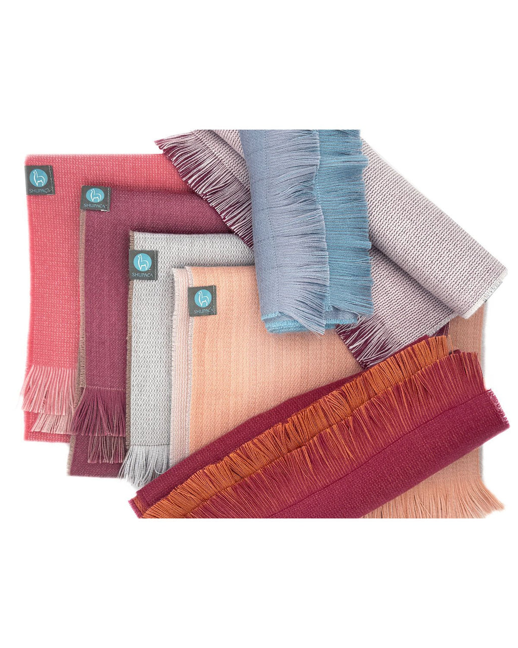 Adriatic Silver alpaca reversible scarf with aqua and silver-grey sides, Shupaca