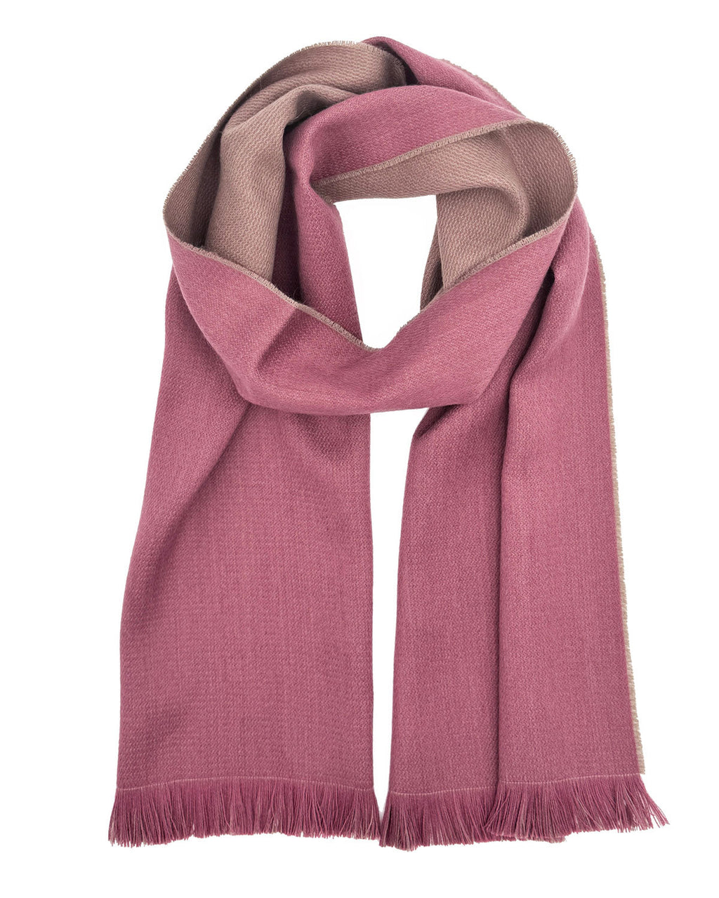 Dusty Bloom alpaca reversible scarf with mauve and taupe sides, Shupaca