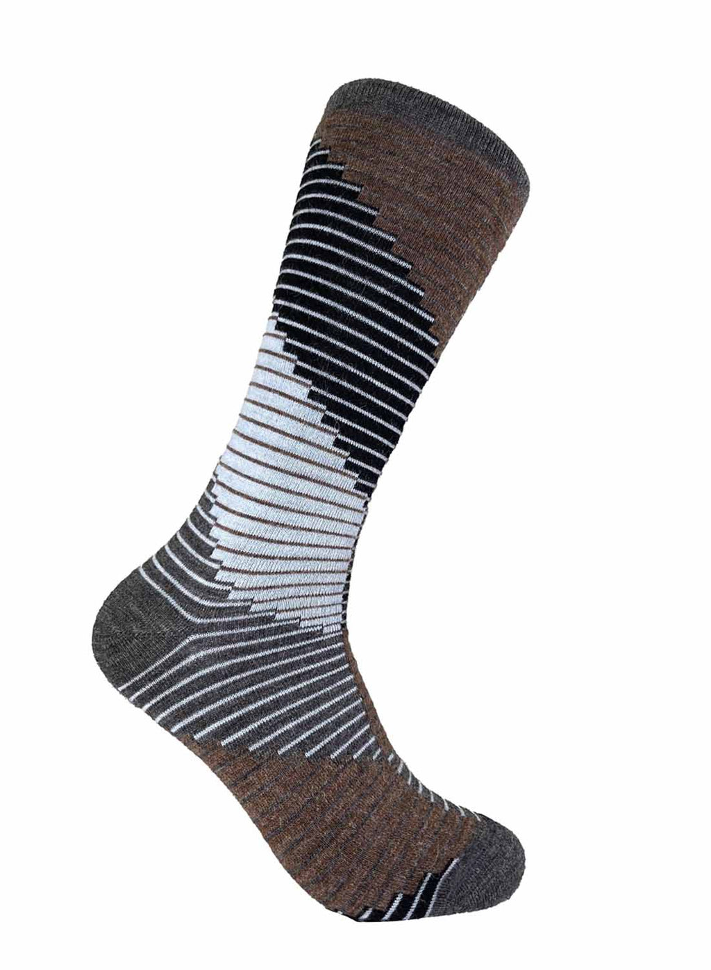 Slate alpaca socks with charcoal and white geometric pattern, Shupaca
