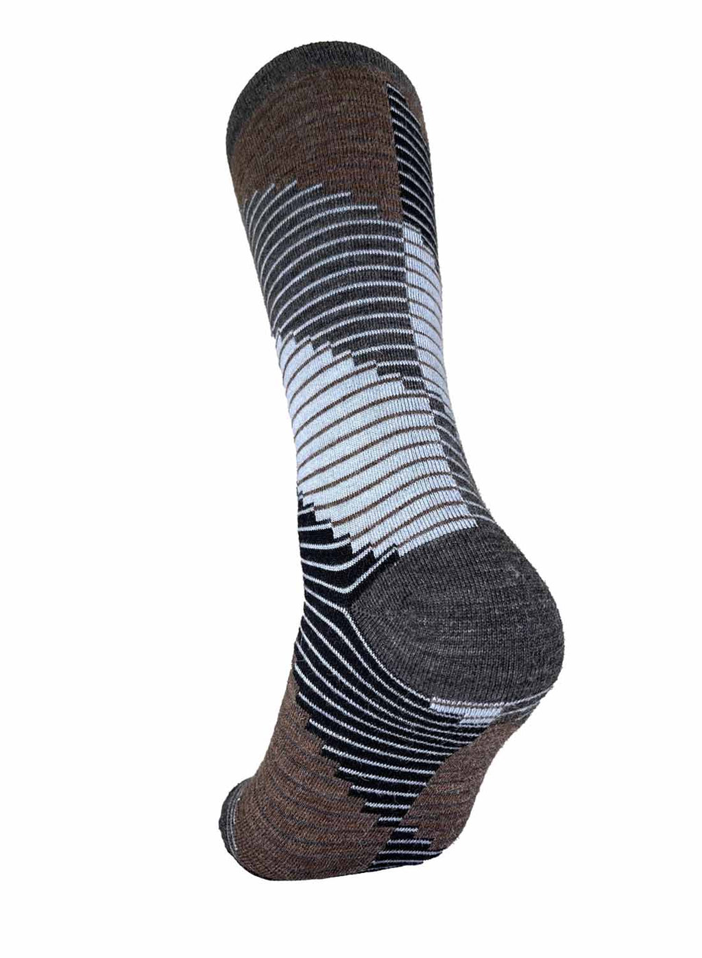 Slate alpaca socks with charcoal and white geometric pattern, Shupaca