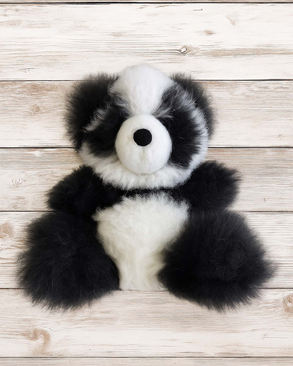 Alpaca stuffed panda, 7-inch small, black and white, Shupaca