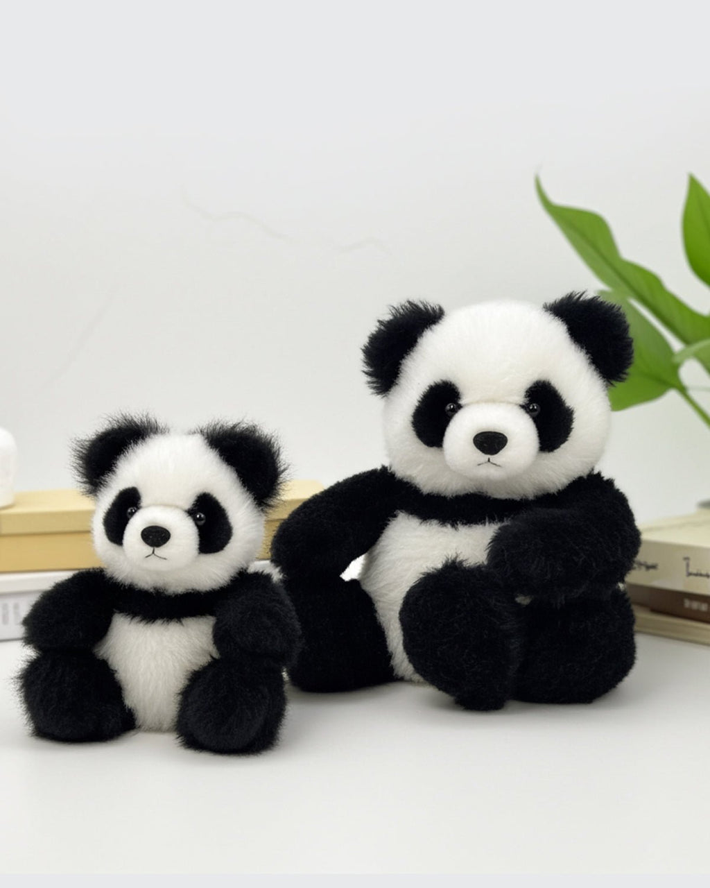 Alpaca stuffed panda, 7-inch small, black and white, Shupaca
