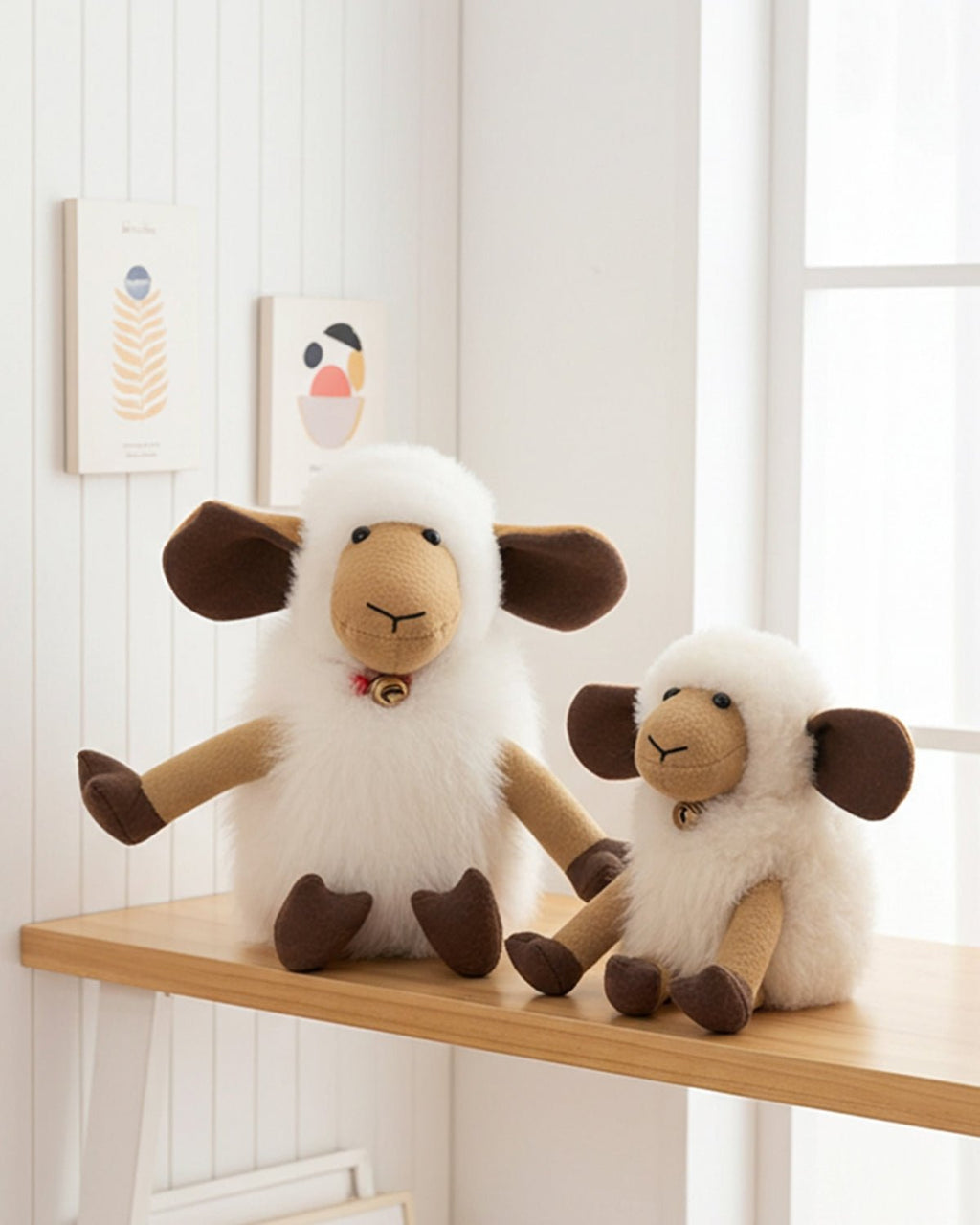 Alpaca stuffed sheep, 11-inch small, creamy white with floppy ears, Shupaca