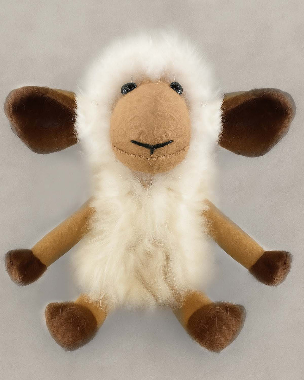Alpaca stuffed sheep, 11-inch small, creamy white with floppy ears, Shupaca