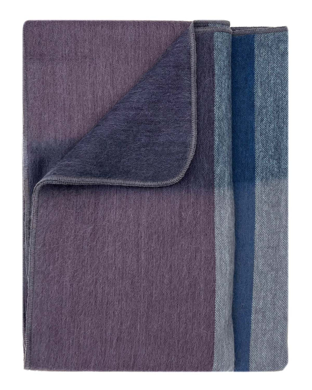 Plum alpaca throw blanket with mauve and cool indigo, Shupaca