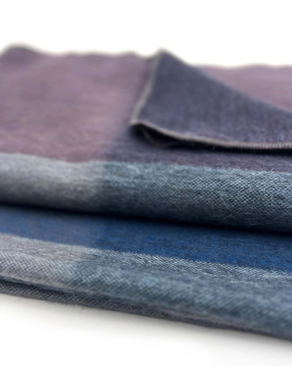 Plum alpaca throw blanket with mauve and cool indigo, Shupaca