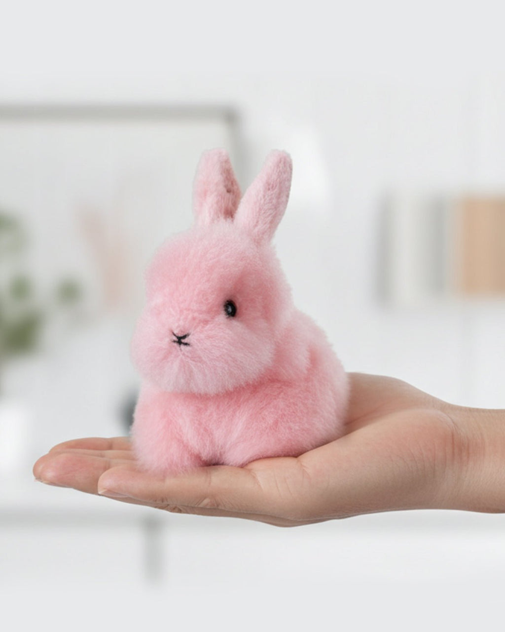 Fantasy alpaca stuffed bunny, 6-inch micro, pastel pink and cloud blue, Shupaca