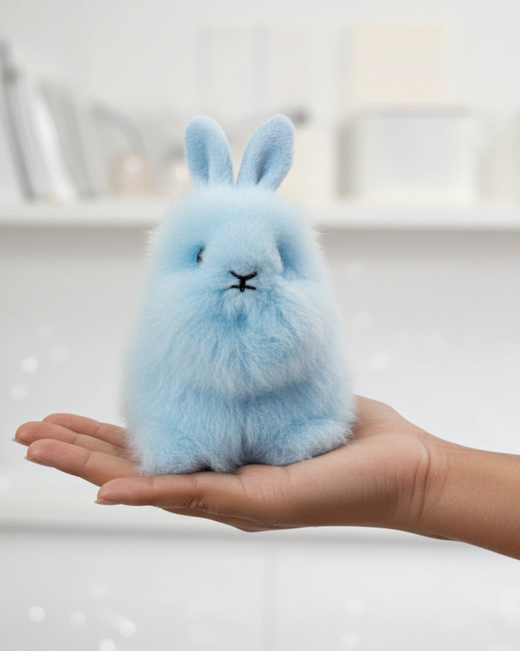 Fantasy alpaca stuffed bunny, 6-inch micro, pastel pink and cloud blue, Shupaca
