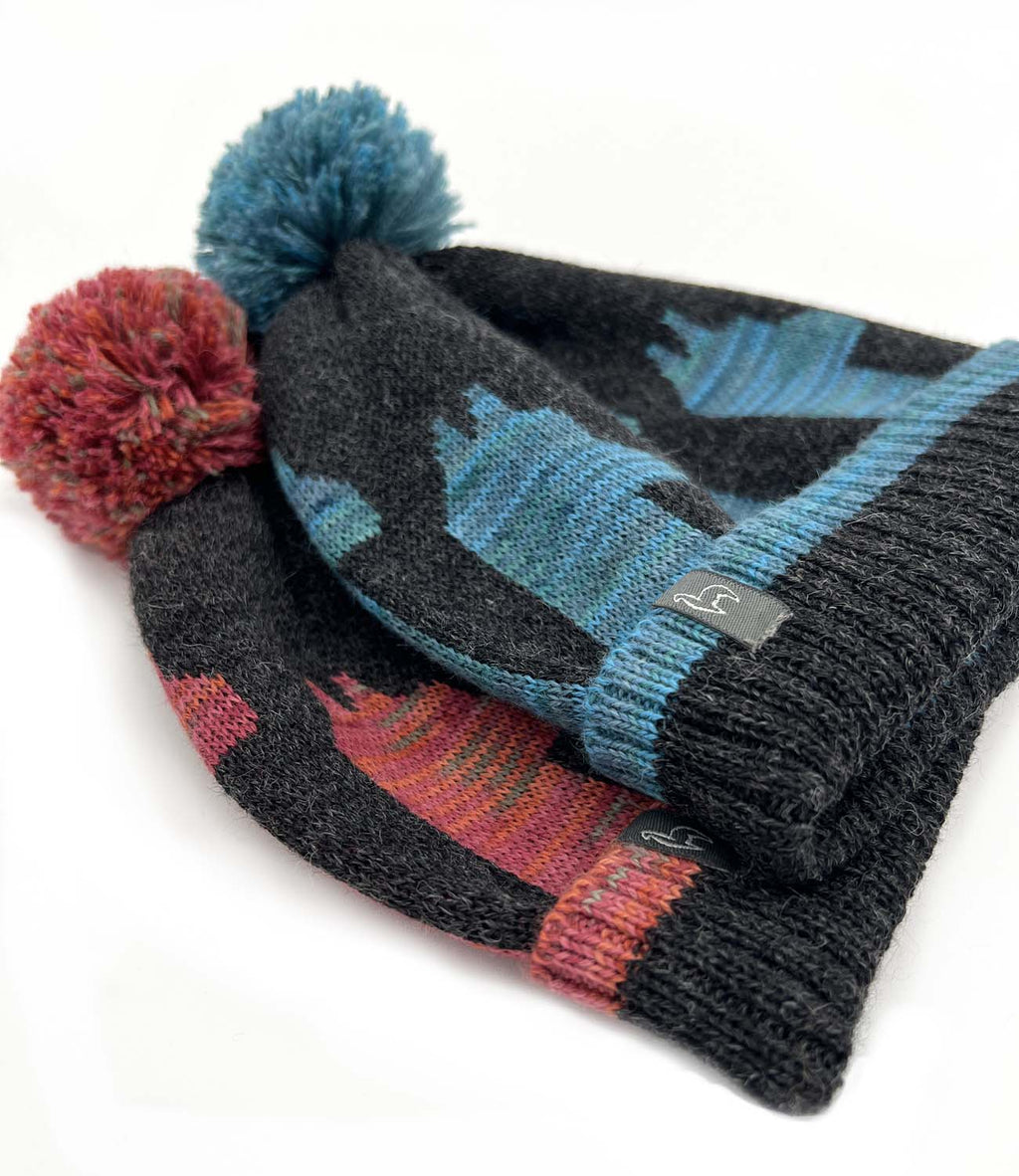 Aqua Paca kid's alpaca beanie in ocean blue with pom, Shupaca