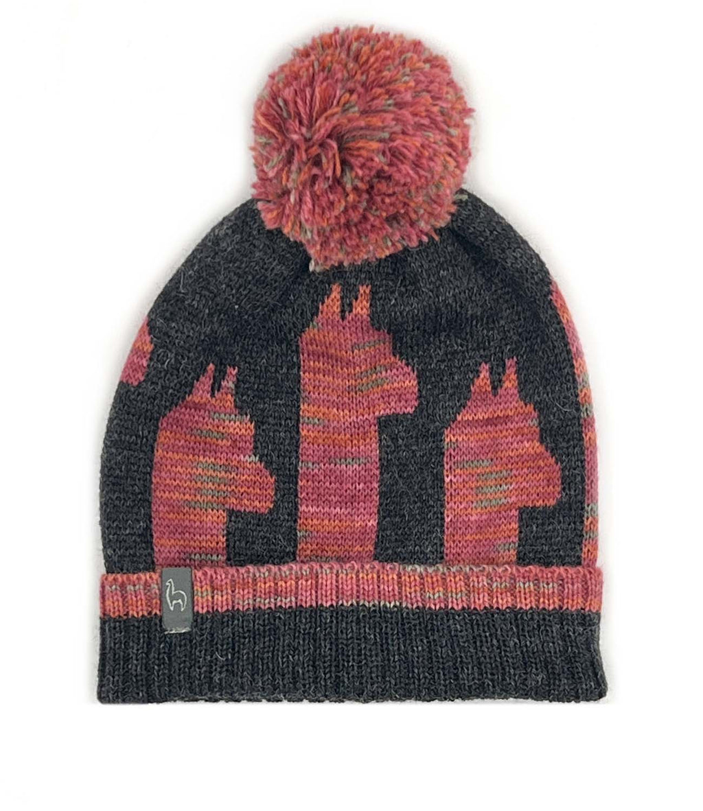 Rosey Paca kid's alpaca beanie in rosy pink with pom, Shupaca