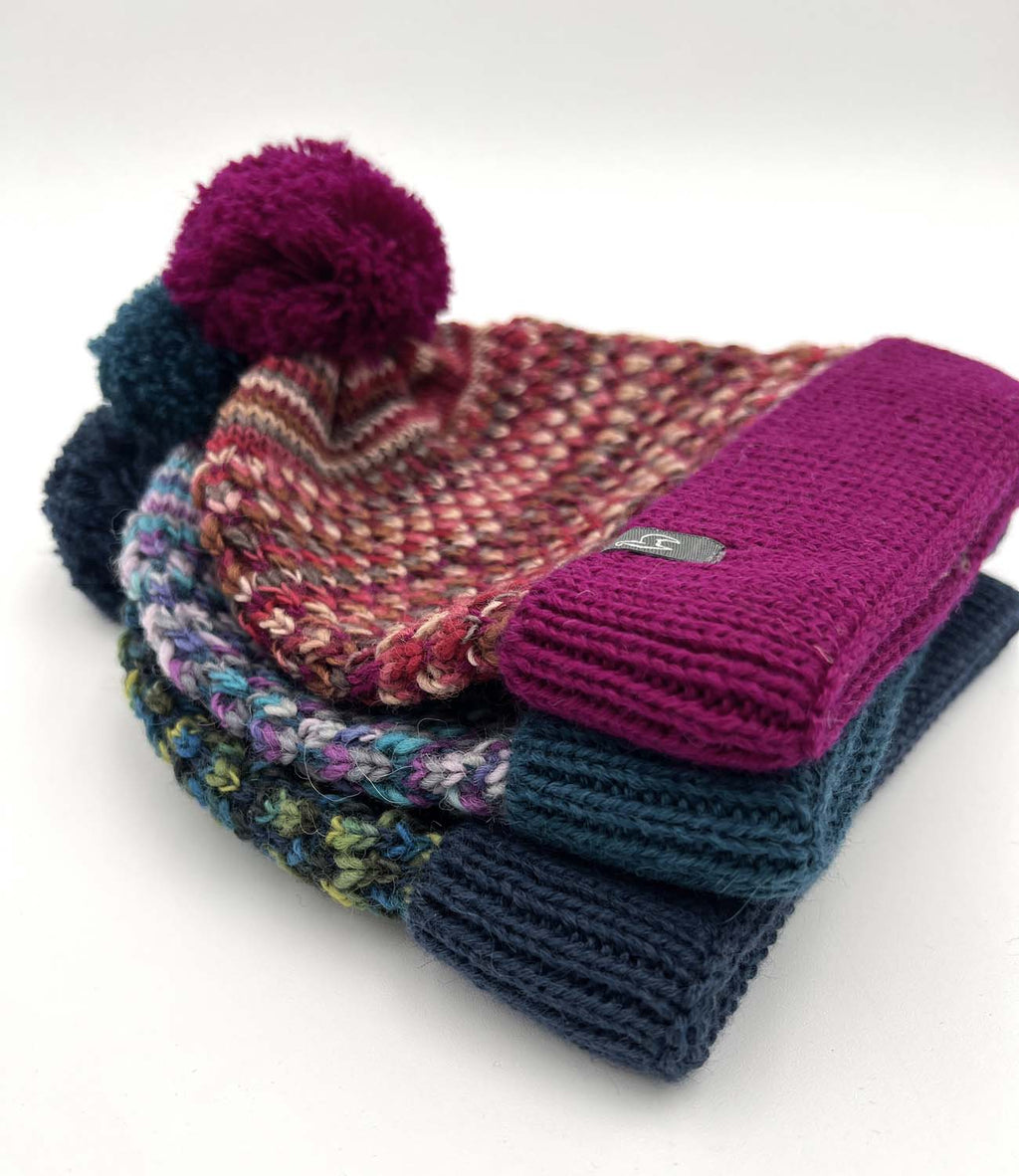Grape Bubble kid's alpaca beanie with pom and lavender speckles, Shupaca