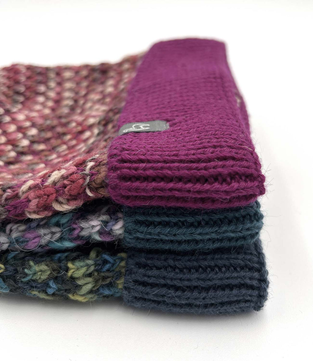 Grape Bubble kid's alpaca beanie with pom and lavender speckles, Shupaca