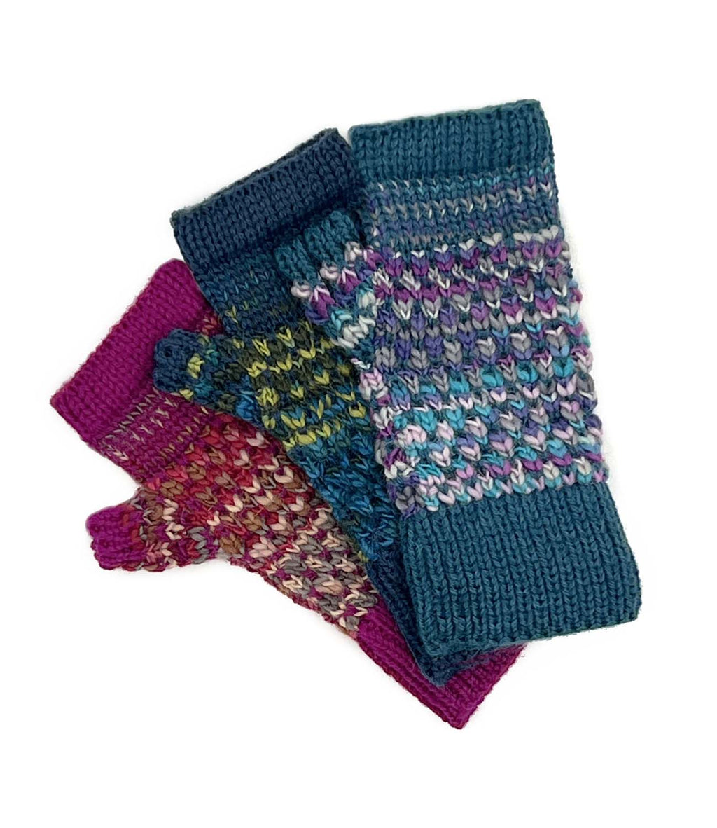 Bluefish kid's alpaca gloves with teal and blue speckles, Shupaca