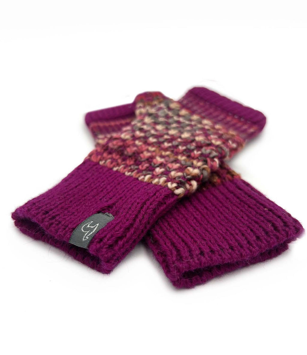 Pink Punch kid's alpaca gloves in fuchsia and blush pink, Shupaca