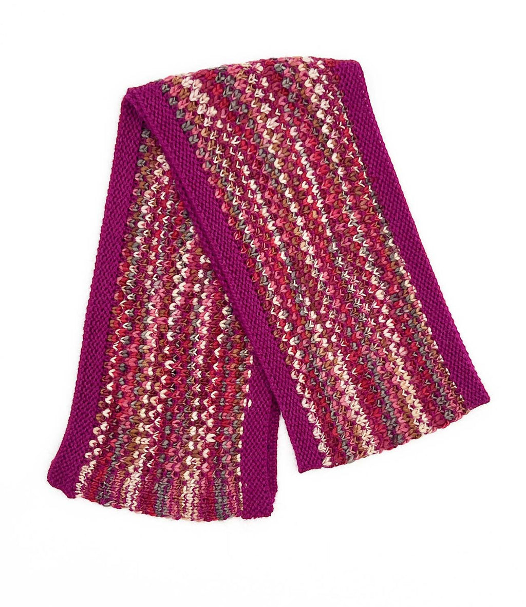 Pink Punch kid's alpaca scarf with fuchsia and cream speckles, Shupaca