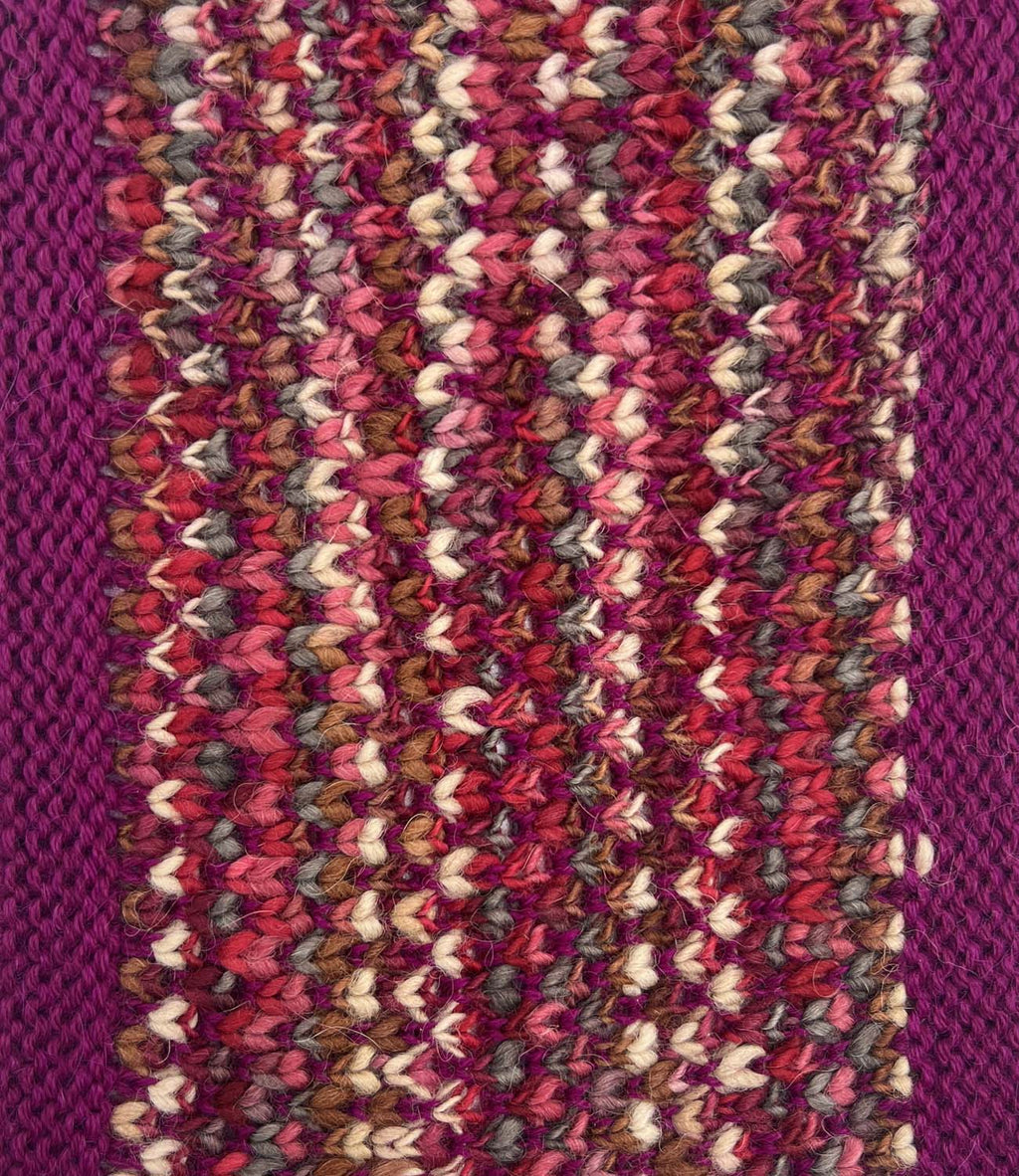 Pink Punch kid's alpaca scarf with fuchsia and cream speckles, Shupaca