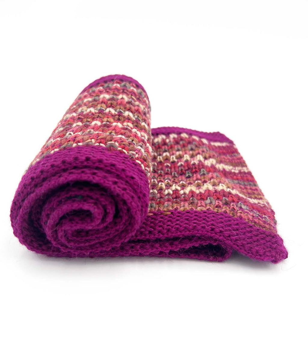 Pink Punch kid's alpaca scarf with fuchsia and cream speckles, Shupaca