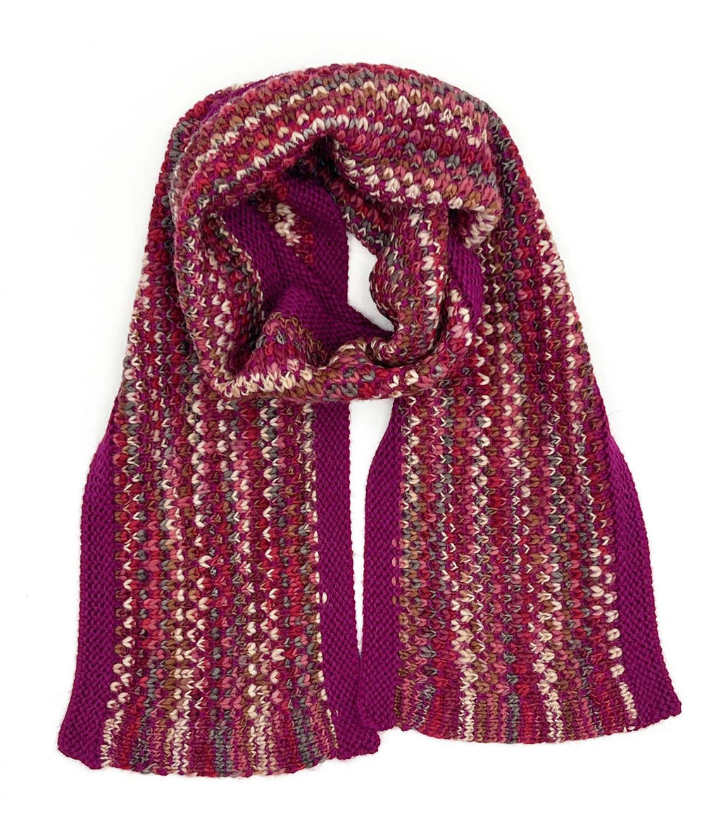 Pink Punch kid's alpaca scarf with fuchsia and cream speckles, Shupaca