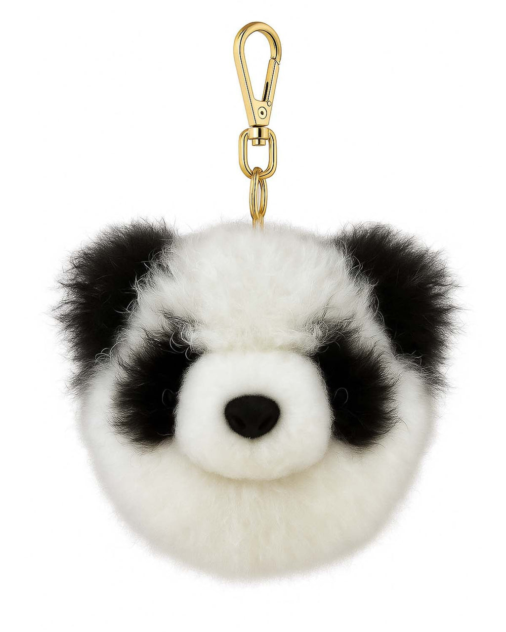 Panda alpaca keychain, 6-inch, black and white fleece, Shupaca