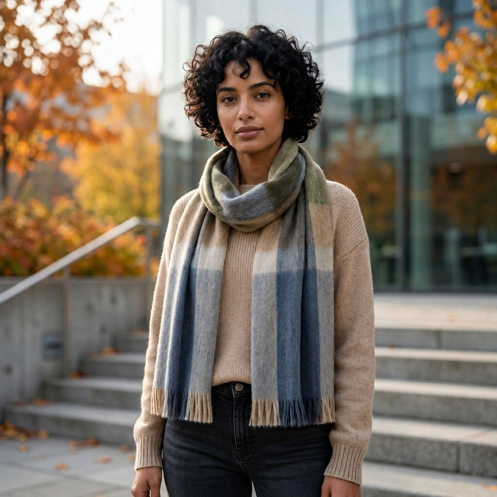 Olive Alpaca Plaid Scarf by Shupaca