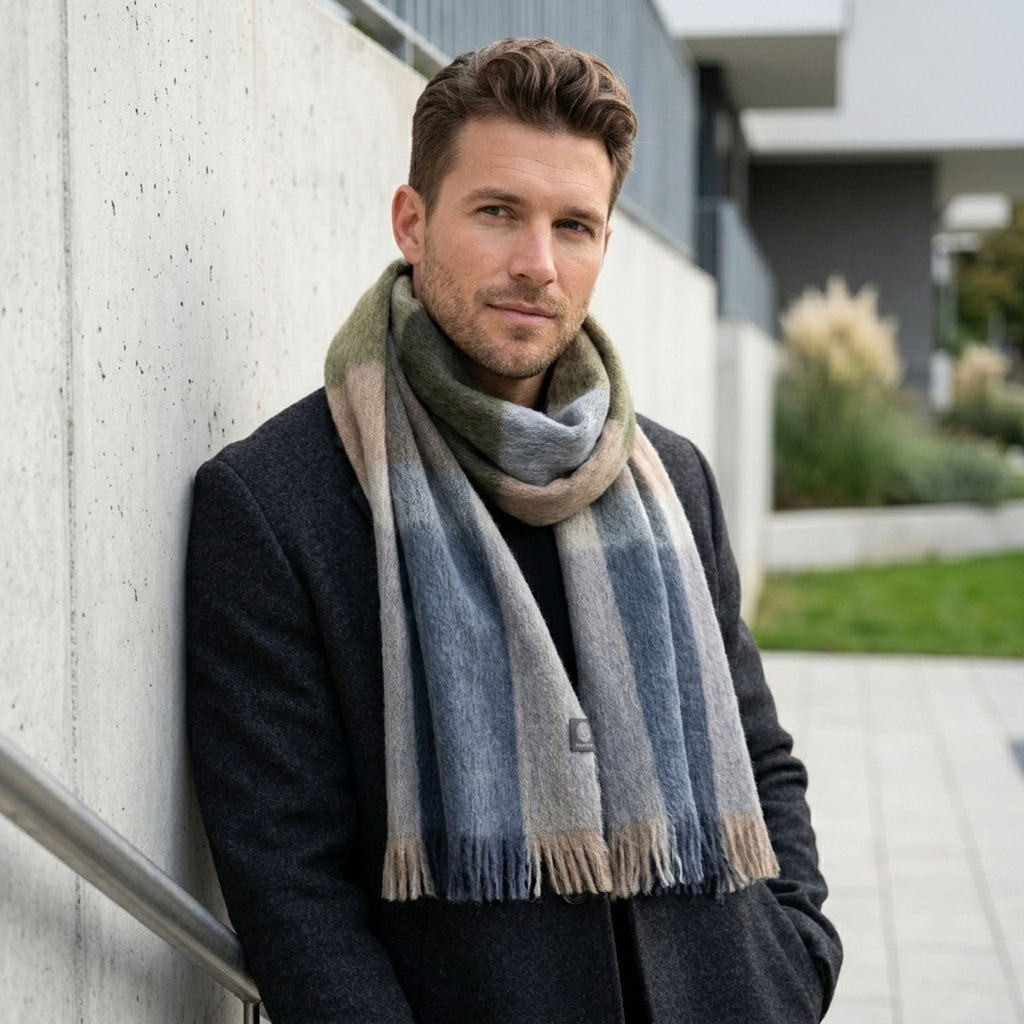 Olive Alpaca Plaid Scarf by Shupaca