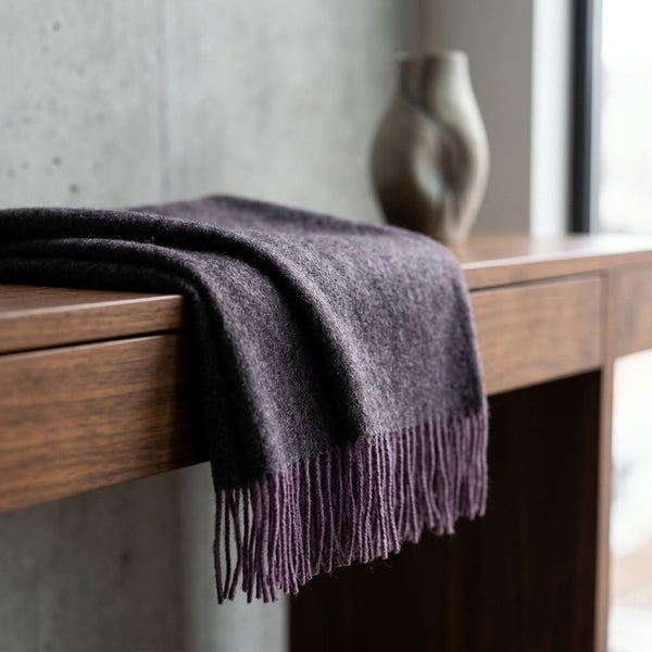 Plum 100% Baby Alpaca Throw Blanket - Elderberry by Shupaca