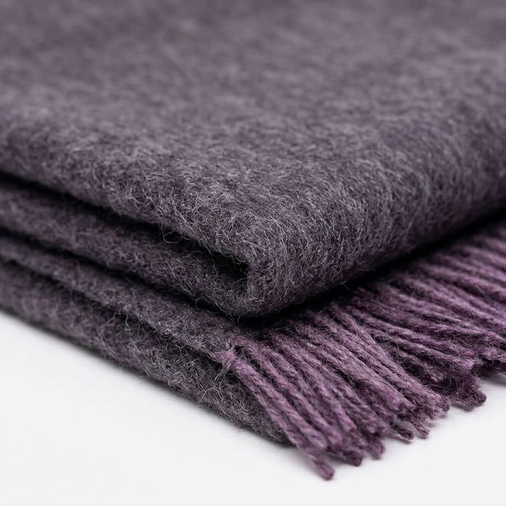 Plum 100% Baby Alpaca Throw Blanket - Elderberry by Shupaca
