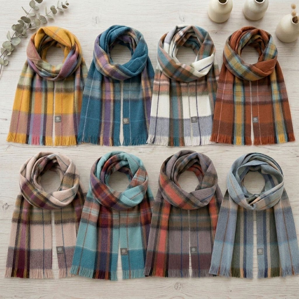 Sage Alpaca Tartan Scarf - Shoreline by Shupaca